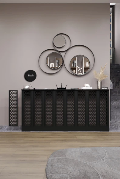 Petek Kaplama Modern Radyatör Kapatma Ünitesi Ön Panel MDF Tasarım İç ölçü 156 cm Dış Ölçü 160 cm ürün görseli 1