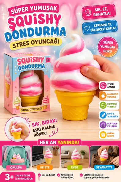 Dondurma Tasarımlı Renkli Squishy Stres Giderici Oyuncak ürün görseli 1