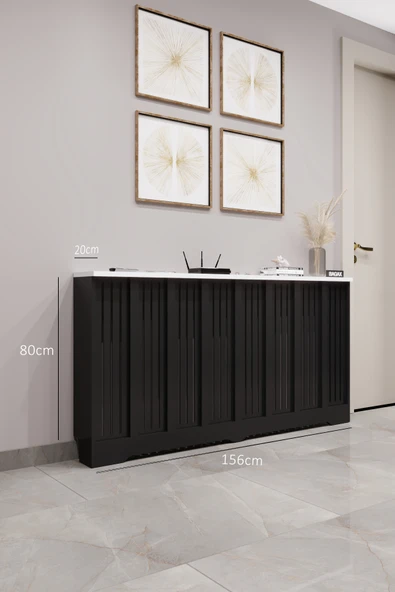 Petek Kaplama Modern Radyatör Kapatma Ünitesi Ön Panel MDF Tasarım İç ölçü 156 cm Dış Ölçü 160 cm ürün görseli 1
