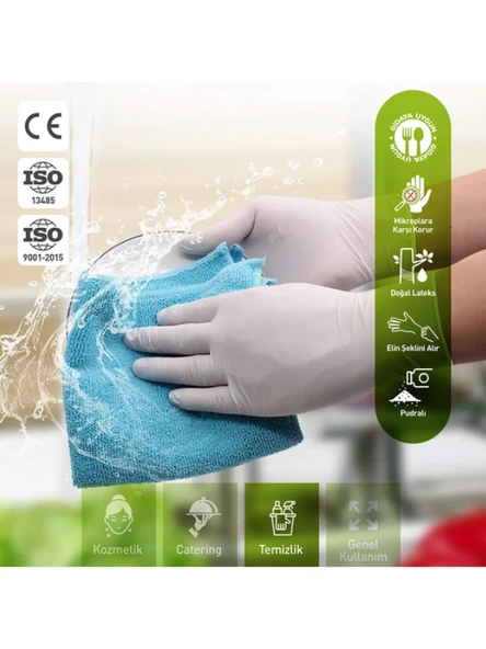 Pudralı Latex Eldiven S ( Small ) 100 Adet - Resim 4