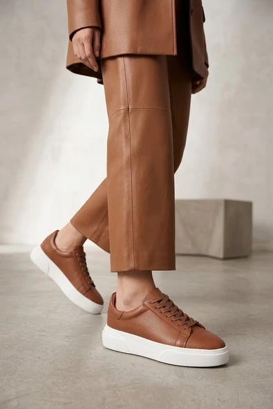 Solmaz Tmmy Taba Hakiki Deri Sneaker Ayakkabı ürün görseli 1