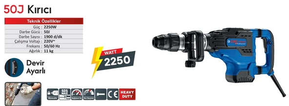 Cmc Kırıcı 50J 2250 W Devir Ayarlı Sds Max ürün görseli 1