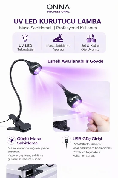 Sibelon Masa Sabitlemeli Poly Jel Üst Form Tırnak Kurutucu Uv Led Lamba - 1 Adet ürün görseli 1