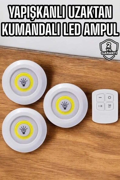 Mutfak Dolap Altı Işığı Uzaktan Kumandalı Yapışkanlı Kablosuz Pilli ürün görseli 1