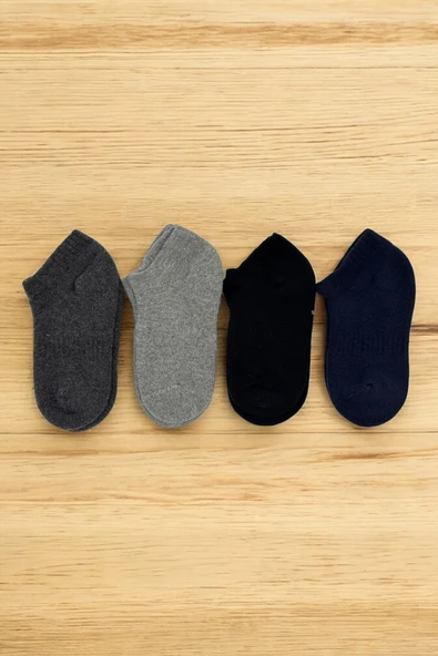 4 Çift Burun Dikişsiz Kışlık Kalın Havlu Çocuk Sneaker Çorap ürün görseli 1