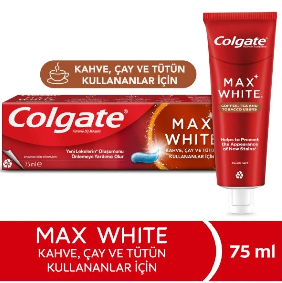 Colgate Max White Kahve, Çay Ve Tütün Kullanıcıları İçin Diş Macunu 75 Ml 2 Adet ürün görseli 1
