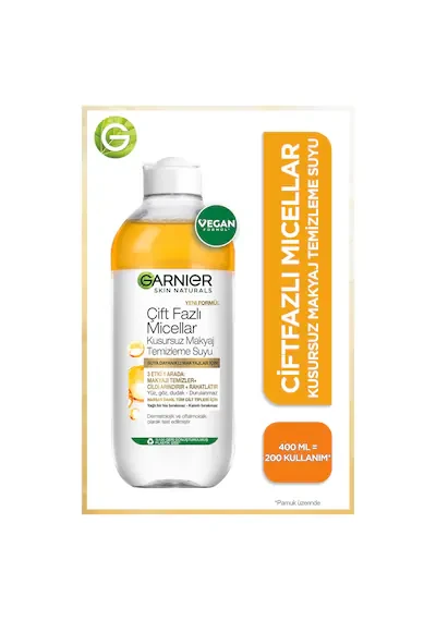 Garnier Çift Fazlı Micellar Kusursuz 400 ml Makyaj Temizleme Suyu ürün görseli 1