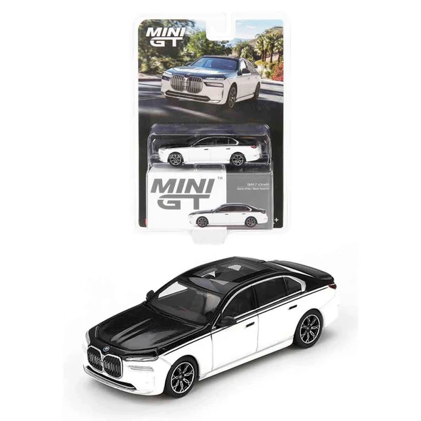 MİNİ GT 1:64 BMW İ7 xDRİVE60 ALPİNE WHİTE BLACK SAPPHİNE ürün görseli 1