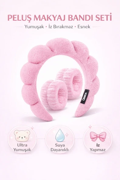 Sibelon Peluş Makyaj Bandı | Saç Taç - Spa Seti – Ultra Yumuşak ürün görseli 1