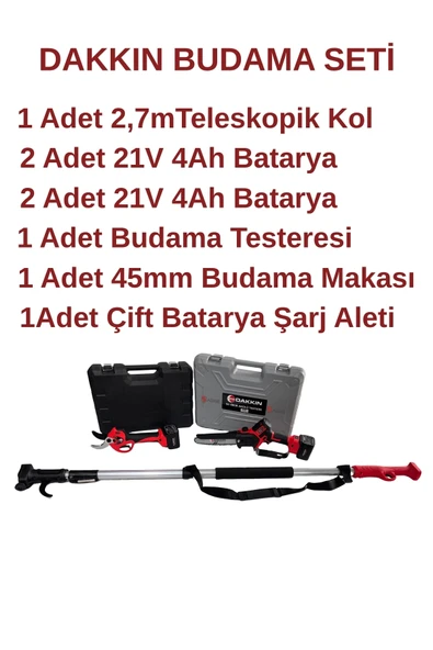 Dakkin Şarjlı Budama Testeresi, Budama Makası ve Uzatma Kolu Tam Set ürün görseli 1
