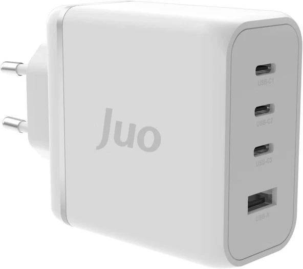 Juo 100W 4 Portlu USB-C + USB-A GaN Şarj Aleti iPhone& Macbook & Notebook Uyumlu PD Type-C Hızlı Şarj Cihazı Beyaz Teşhir ürün görseli 1