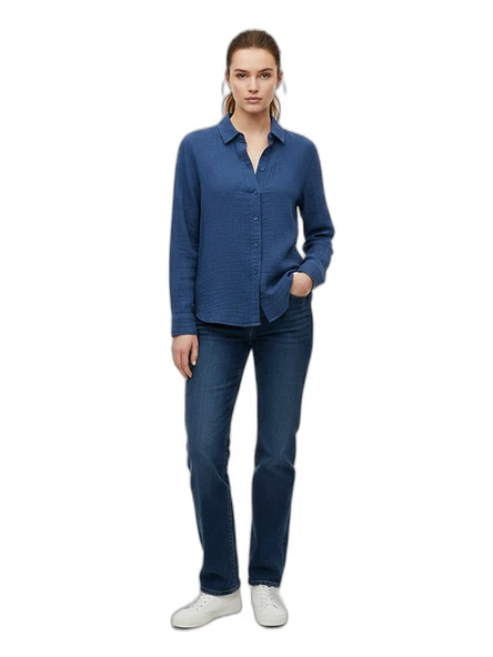 ONLLEONI LS SEERSUCKER SHIRT WVN Kadın Blue Gömlek - 15367291 ürün görseli 1