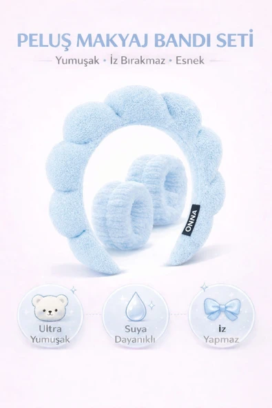 Sibelon Peluş Makyaj Bandı | Saç Taç - Spa Seti – Ultra Yumuşak ürün görseli 1