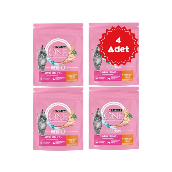 Purina One Tavuklu Yavru Kedi Maması 750gr x 4 Adet ürün görseli 1