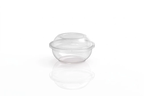 ŞeyliŞeyler - Favorite 130 cc Şeffaf Pet Plastik Yuvarlak Kase ve Kapak 25 Adet ürün görseli 1