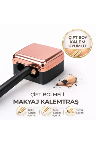 Sibelon Keskin Bıçaklı İkili Kalemtıraş - Dual Cosmetic Pencil Sharpener - Kapaklı - ürün görseli 1