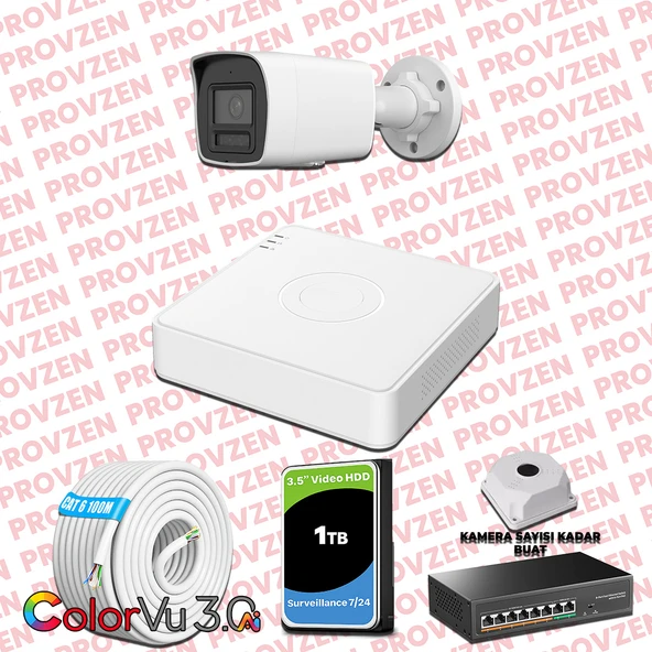Provzen Hikvision 1 Kameralı 4MP IP ColorVu 3.0 Güvenlik Sistemi AI İnsan Araç Algılama Mikrofon ve Işıklı Alarm ürün görseli 1