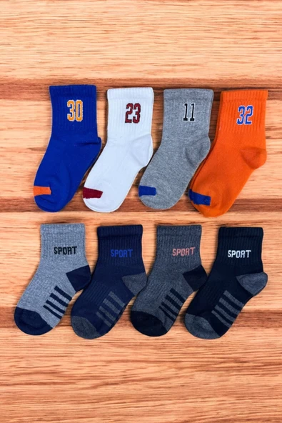 8 Çift Burun Dikişsiz Sport Desenli Çocuk Soket ürün görseli 1
