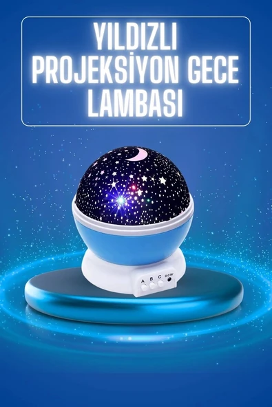 Yıldızlı Gece Lambası Mor Projeksiyon Görünümlü Masa Lambası Renk Değiştirebilen ürün görseli 1