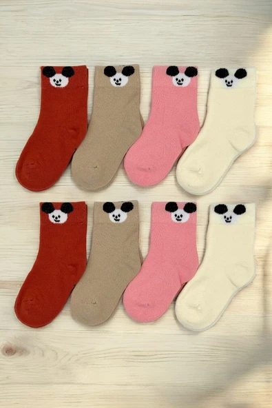 8 Çift Burun Dikişsiz Panda Desenli Kışlık Kalın Havlu Kız Çocuk Soket Çorap ürün görseli 1