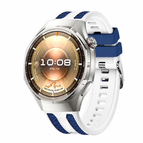 Huawei Watch GT 6 Pro 46mm Uyumlu 22mm Outdoor Tasarım Spor Silikon Kordon  Mavi ürün görseli 1