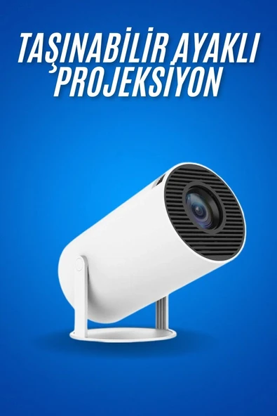 Sinema Projektörü Android HDMI USB WİFİ Ses Çıkışlı Ayaklı Projeksiyon Taşınabilir ürün görseli 1