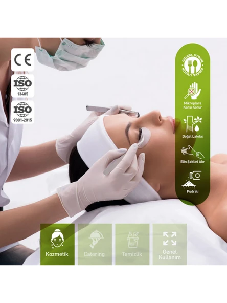 Pudralı Latex Eldiven S ( Small ) 100 Adet - Resim 2