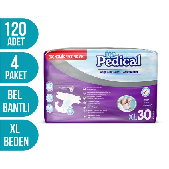 Dr Pedical Yetişkin Hasta Bezi Xl 30'lu 4 Paket (120 Adet) ürün görseli 1