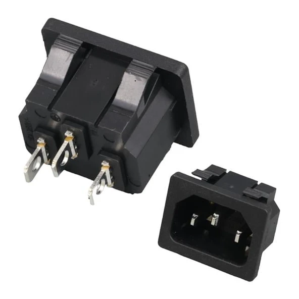 IC-212B C14 Power Soket Erkek Kulaksız As-04 ürün görseli 1