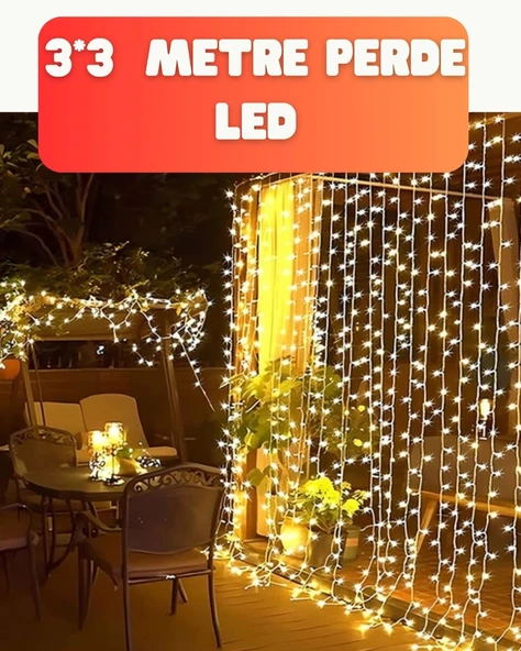 300 LED Perde Işık – Sıcak Beyaz Dekoratif Aydınlatma ürün görseli 1