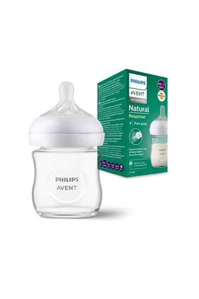 AVENT RESPONSE DOĞAL TEPKİLİ CAM BİBERON 0+ AY120 ML ürün görseli 1