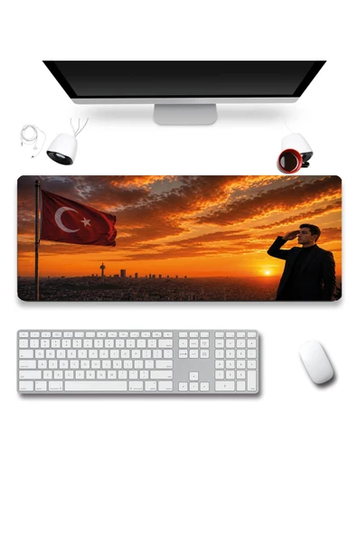 SonicTouch Türk Bayrağına Selam İlelebet Göklerde Kişiye Özel Fotoğraflı Klavye Mousepad 40x90cm ürün görseli 1