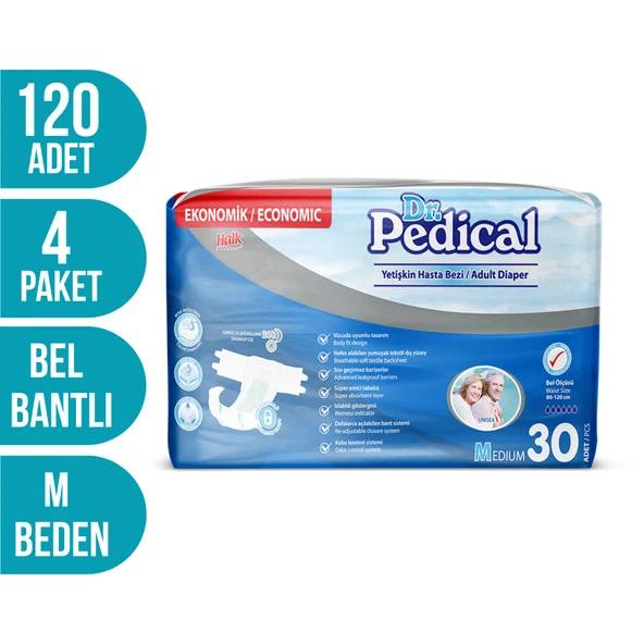 Dr Pedical Yetişkin Hasta Bezi M 30'lu 4 Paket (120 Adet) ürün görseli 1