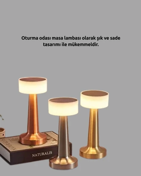 Şarj Edilebilir LED Masa Lambası – USB Girişli, Metal Yapı - Resim 5