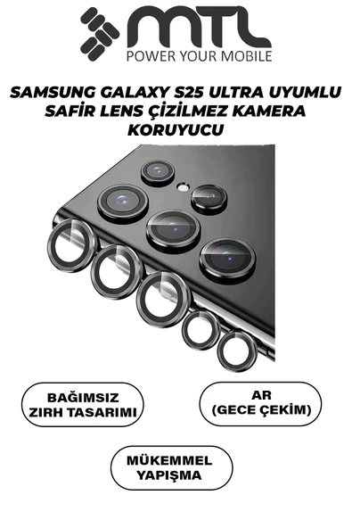 Samsung S25 Ultra Uyumlu Safir Lens Çizilmez Dayanıklı Kamera Koruyucu ürün görseli 1