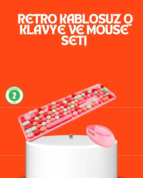 Retro Tarz Bluetooth 5.1 Klavye – Win/OSX/Android/iOS Uyumlu ürün görseli 1