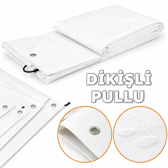 15x25 (375 m²) Çadır Brandası PVC Su Geçirmez Tente Gölgelik Kamp Brandası - Beyaz ürün görseli 1