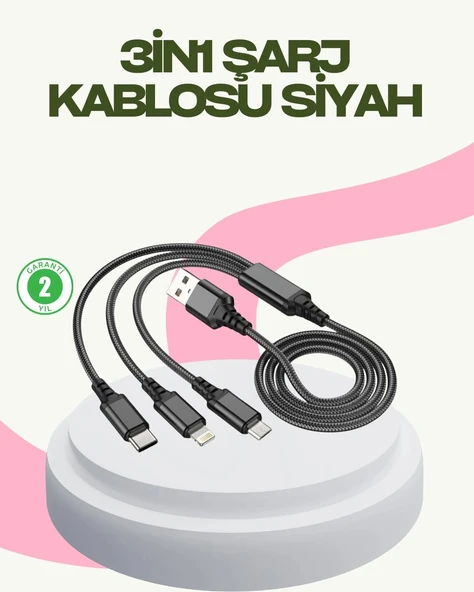 Hızlı Şarj Destekli Çoklu Şarj Kablosu – Seyahat ve Günlük Kullanım ürün görseli 1