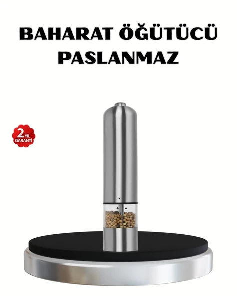 Modern Otomatik Baharat Öğütücü Seti – Pilli, Paslanmaz Çelik, LED Aydınlatmalı ürün görseli 1