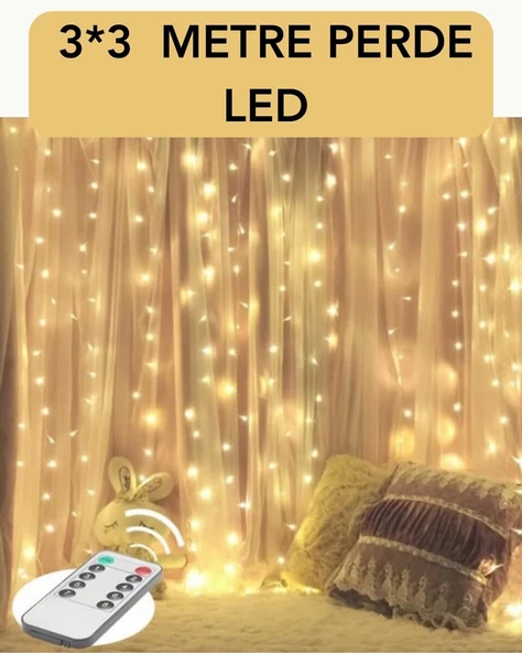 3x3 Metre Perde LED Işık – Parti ve Bahçe Dekorasyonu ürün görseli 1