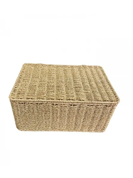 Mien Kapaklı Büyük Boy Hasır Sandık 28x38x18 cm ürün görseli 1
