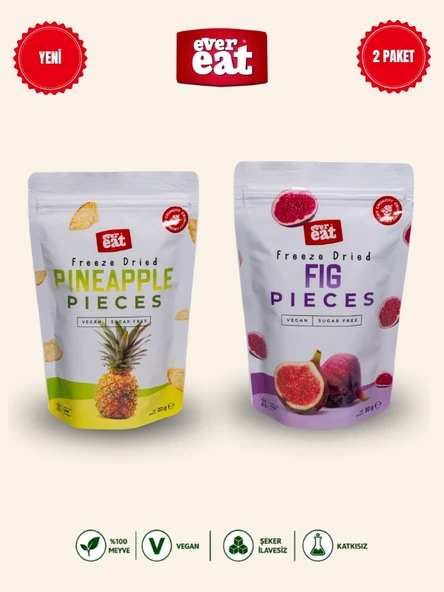 Evereat Ananas-İncir Freeze Dry Meyve Cipsi 2'li Paket Doğal Atıştırmalık Seti ürün görseli 1