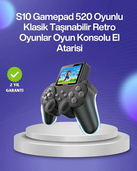 500 Oyunlu Nostaljik El Tipi Oyun Konsolu, Taşınabilir Şarjlı Cihaz, Renkli Ekran ve TV Destekli ürün görseli 1