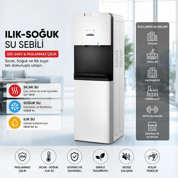 Su Sebili - Sıcak, Ilık ve Soğuk Su Seçenekli - Üstten Yüklemeli ürün görseli 1