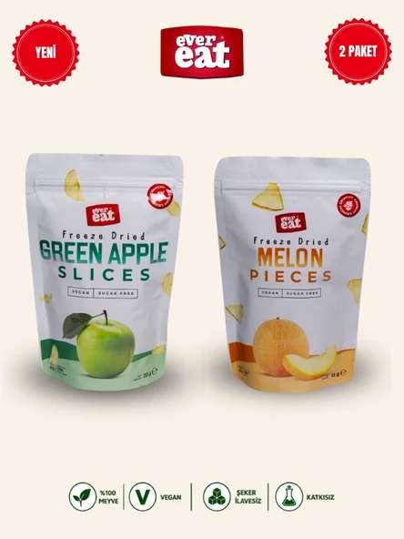 Evereat Dut-Kavun Freeze Dry Meyve Cipsi 2'li Paket Doğal Atıştırmalık Seti ürün görseli 1