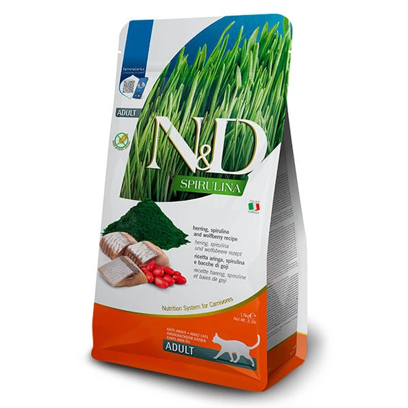 N&D Spirulina Ringa Balıklı Tahılsız Yetişkin Kedi Maması 1,5kg ürün görseli 1