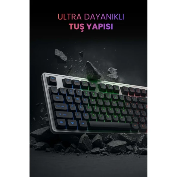 Kablolu Işıklı Standart Türkçe Q Klavye Mouse Seti - Resim 2