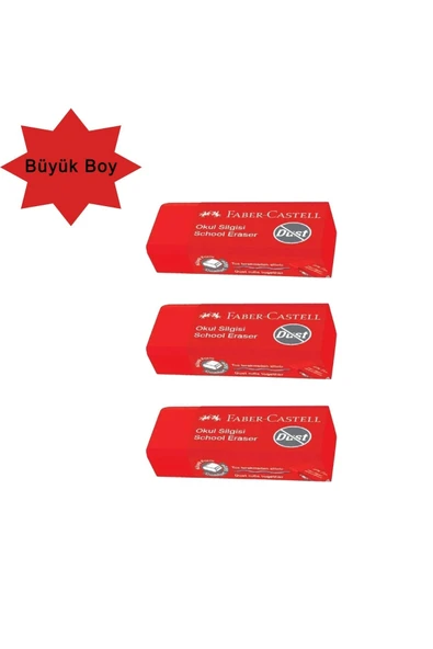 Faber Castell Kırmızı Büyük Boy Okul Silgisi 3 Adet ürün görseli 1