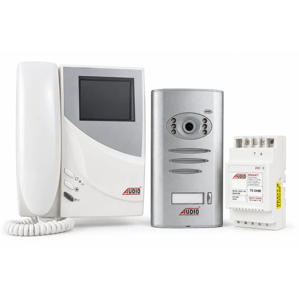 Audio 001389 Görüntülü Villa Diafon Seti 3.5” Renkli Monitörlü Tek Daire Kamera ve Adaptör Dahil ürün görseli 1