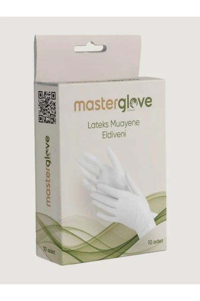 MASTERGLOVE LATEKS MUAYENE ELDİVENİ PUDRALI 10'LU  BEYAZ ürün görseli 1